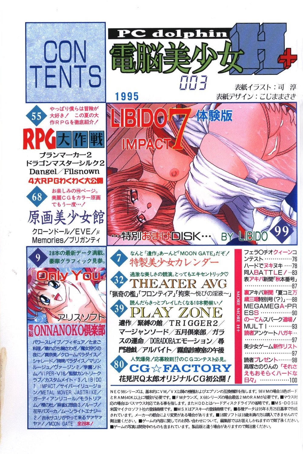PC Dolphin Dennou Bishoujo H+ Vol.3 (October 1995)TOC.jpg