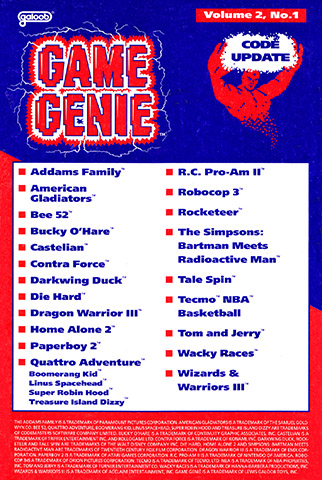 More information about "Game Genie Code Update Volume 2 Issue 1"