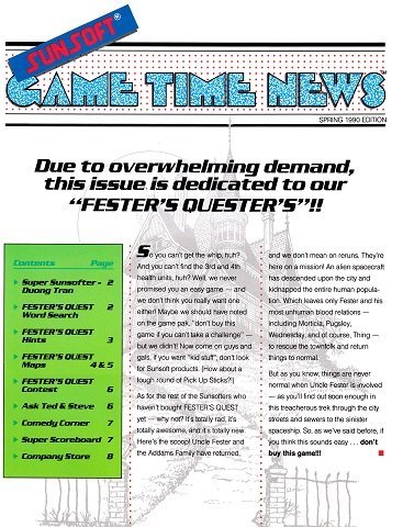More information about "Sunsoft Game Time News Issue 6 (Spring 1990)"