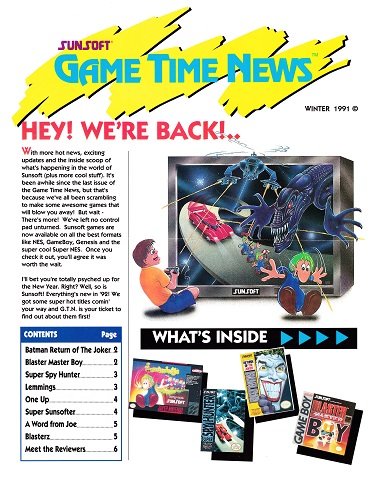 Sunsoft Game Time News Issue 8 (Winter 1991)