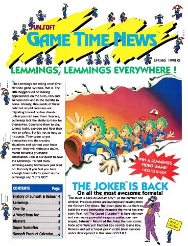Sunsoft Game Time News Issue 9 (Spring 1992)
