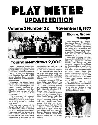 More information about "Play Meter Update Edition Vol.03 No.22 (November 18, 1977)"