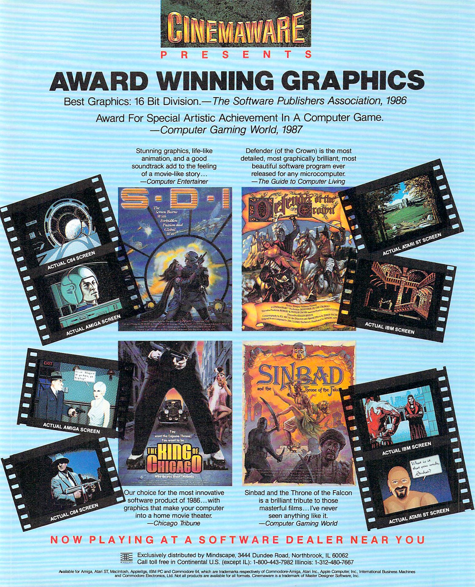 Cinemaware (The King of Chicago, S.D.I., Defender of the Crown, Sinbad and the Throne of the Falcon) (b)