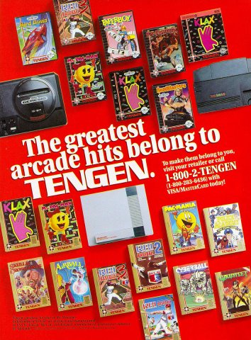 Tengen arcade hits multi-ad (1991)