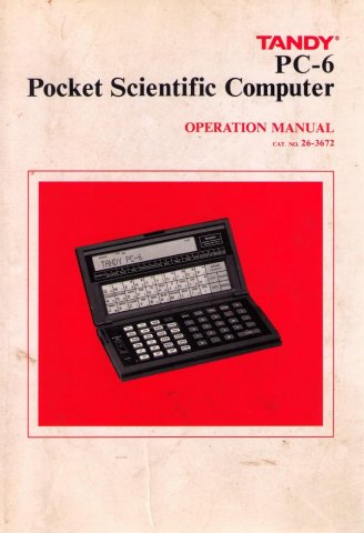 Tandy PC-6 Pocket Scientific Computer Operation Manual