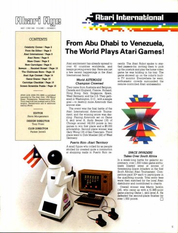 Atari Age Issue 01 Contents