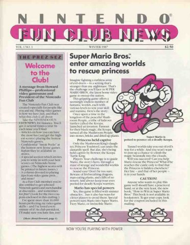 Nintendo Fun Club News Issue 001 Winter 1987