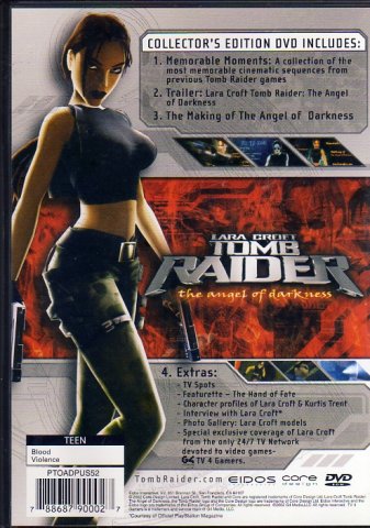 Tomb Raider: The Angel of Darkness Collector's Edition DVD (DVD) (Rear)