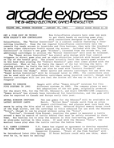 Arcade Express Vol.1 No.13 (January 30, 1983)