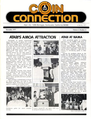 Atari Coin Connection Vol.1 No.12 (November 1977)