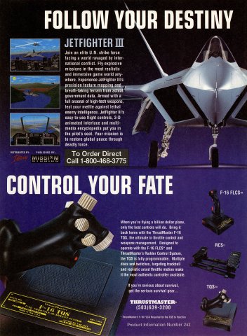 JetFighter III + Thrustmaster joysticks (December, 1995)