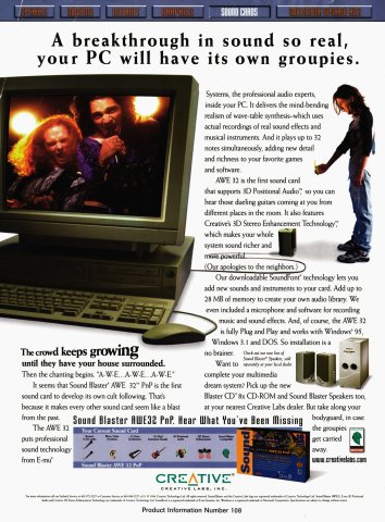 Creative Labs Sound Blaster AWE32 PnP sound card (September, 1996)