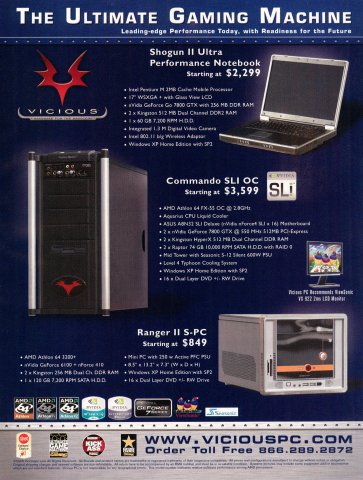 Vicious PC gaming desktops & laptops (January, 2006)