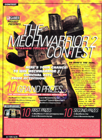 PC Gamer MechWarrior 2 contest (May, 1998)