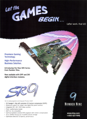 Number Nine SR9 graphics card (August, 1999)