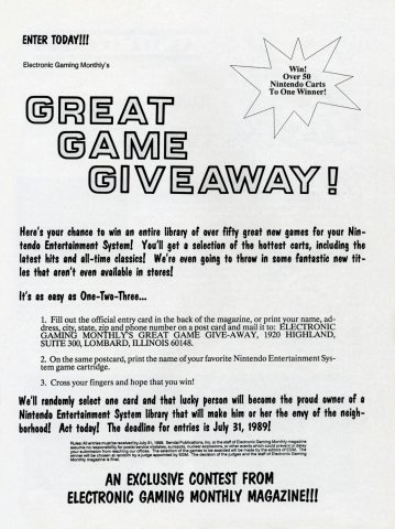 EGM's Great Game Giveaway (May, 1989)