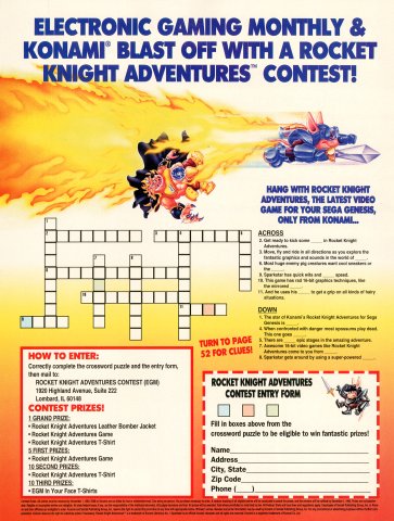 EGM Rocket Knight Adventures contest (September, 1993)