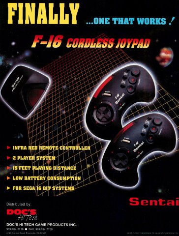 Doc's Hi Tech F-16 Cordless Joypad (September, 1993)