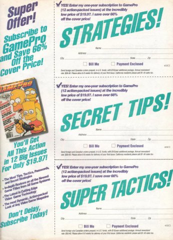 GamePro Subscription cards (February, 1993) 01