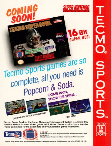Tecmo Super Bowl (September, 1993)
