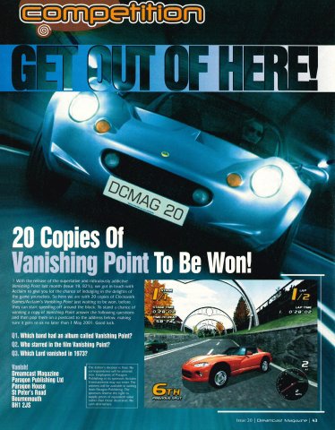 Dreamcast Magazine Vanishing Point competition (UK) (March, 2001)
