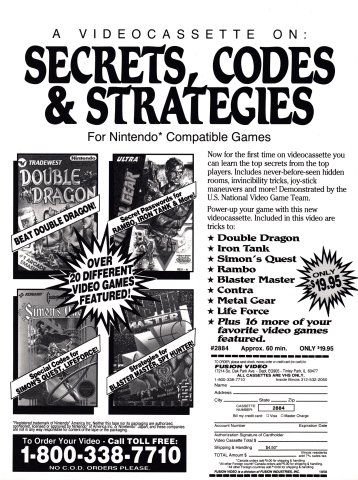 Secret Video Game Tricks, Codes, and Strategies, Volume 1 video(December, 1989)