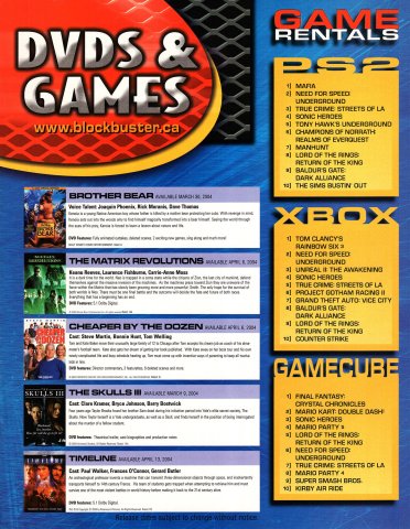 Blockbuster DVD and Game Rentals (Canada) (March, 2004) 02