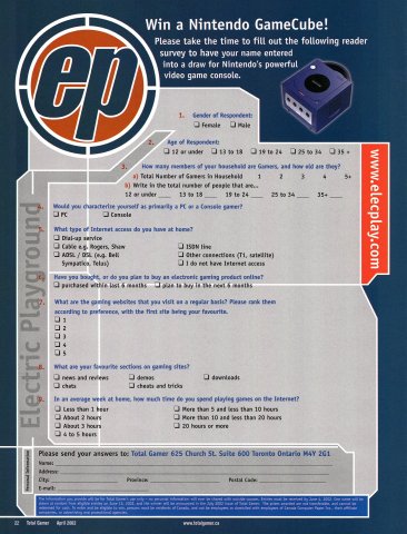 Total Gamer (Canada) Survey (April, 2002)