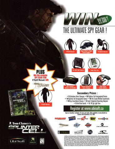 Total Gamer (Canada) / Ubisoft Tom Clancy's Splinter Cell "Win the Ultimate Spy Gear!" Contest (November, 2002)
