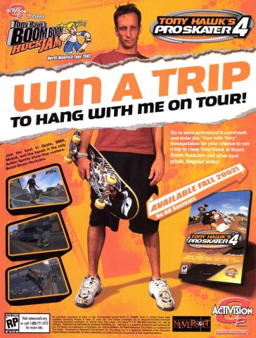 Activision Tour With Tony sweepstakes (November, 2002)