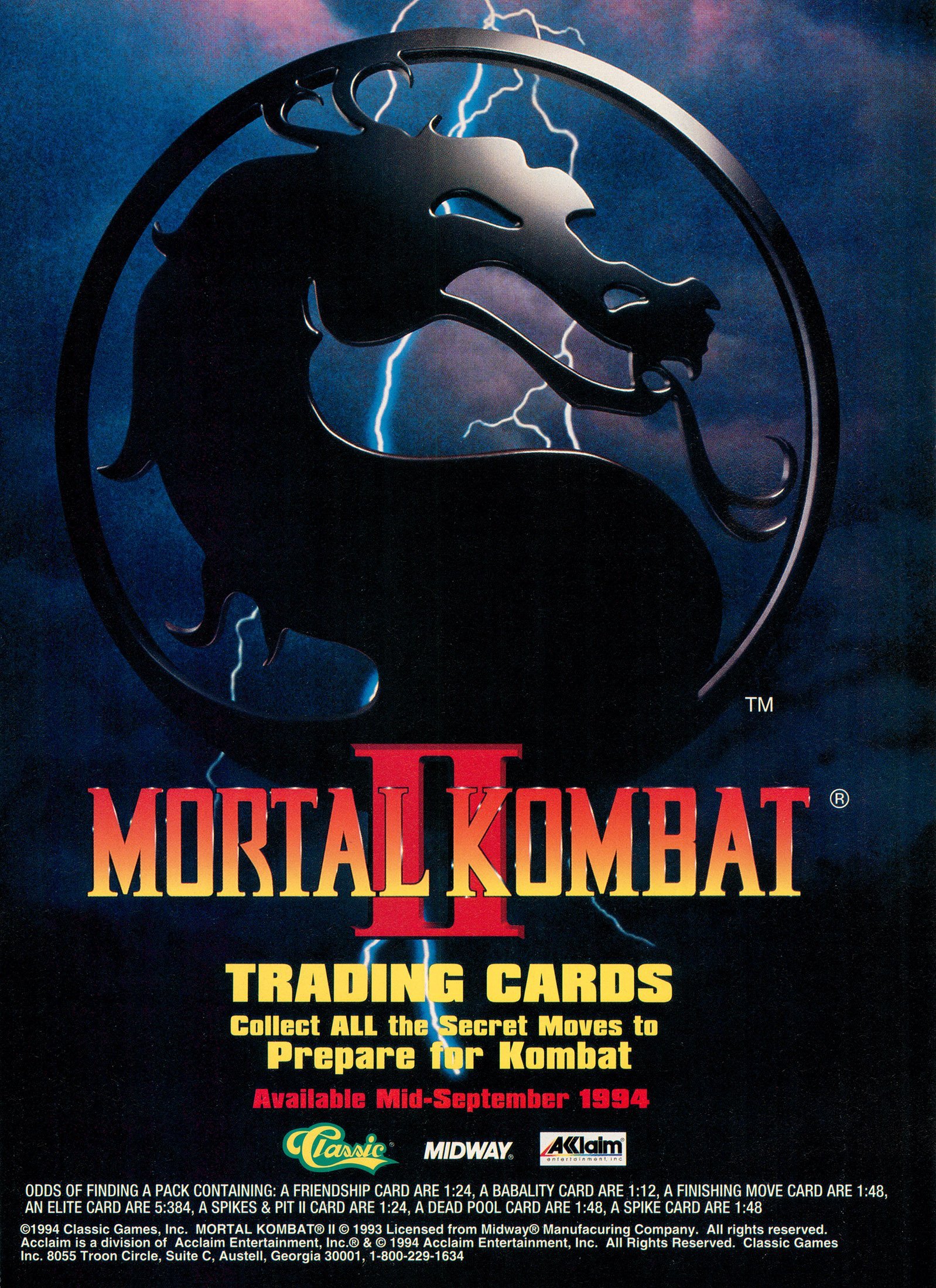Mortal Kombat II Trading Cards (November, 1994) - Game-Related Ads ...