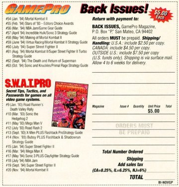 GamePro Back Issues (November 1994)