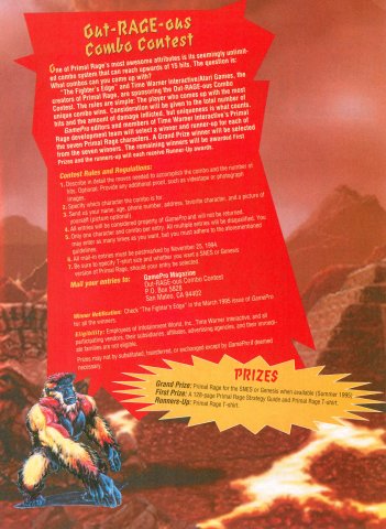 GamePro Primal Rage Out-RAGE-Ous Combo Contest (November, 1994)