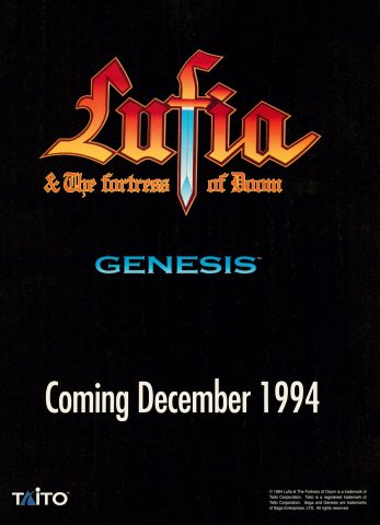 Lufia & the Fortress of Doom (cancelled) (November, 1994)