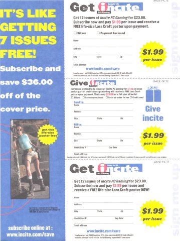 inCite PC Gaming subscription cards (June, 2000) 01