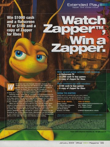 Watch Zapper, Win a Zapper contest (January, 2003)