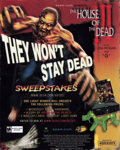 House of the Dead III Sweepstakes (Fall 2002)