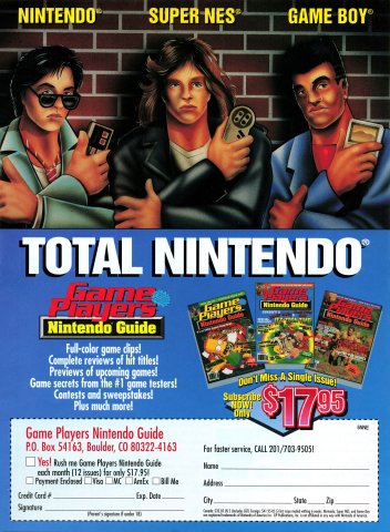 Game Players Nintendo Guide subscription (December 1992)