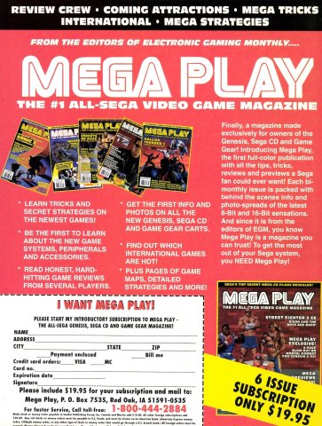 Mega Play subscription ad (October, 1993)