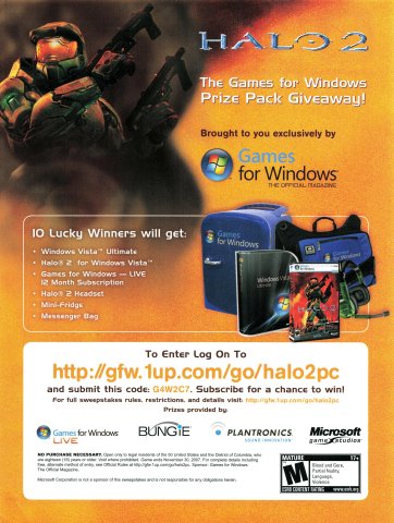 Halo 2 Games For Windows Prize Pack Giveaway (November 2007)
