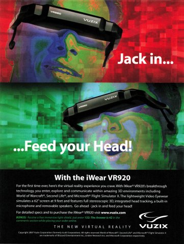 Vuzix iWear VR920 video eyewear (October 2007)